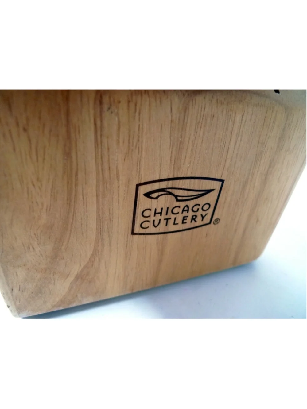 VTG Chicago Cutlery Wood Oak Knife Block 12 Slots 9 Knives Sharpener Chef Paring